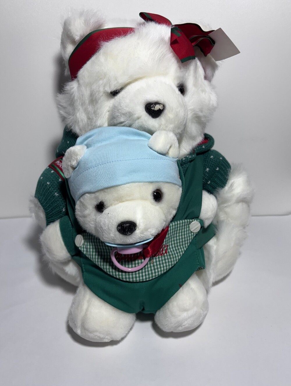Dayton Hudson Mrs Santa Bear w/Baby 2002  15” Plush Green With Bag